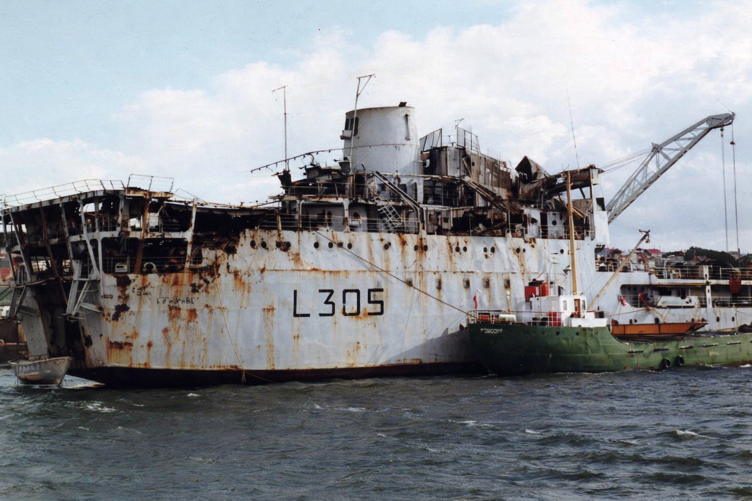 Abandoned ship and supply vessel
