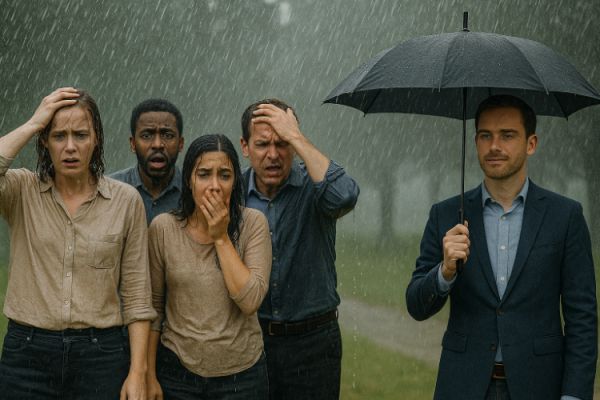 caught in the rain