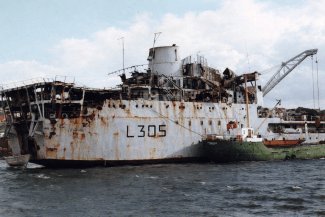 Abandoned ship and supply vessel